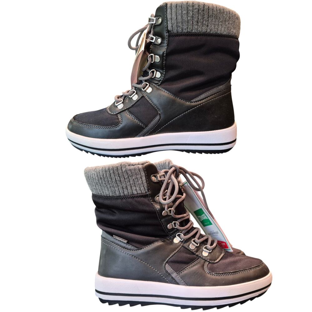 Cougar Vergio Black Gray Lace Up Waterproof Winter Snow Mid Boots Shoes NEW 9 M